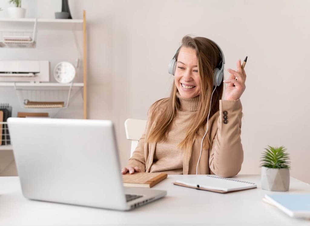 Online tutor teaching a student via video call
