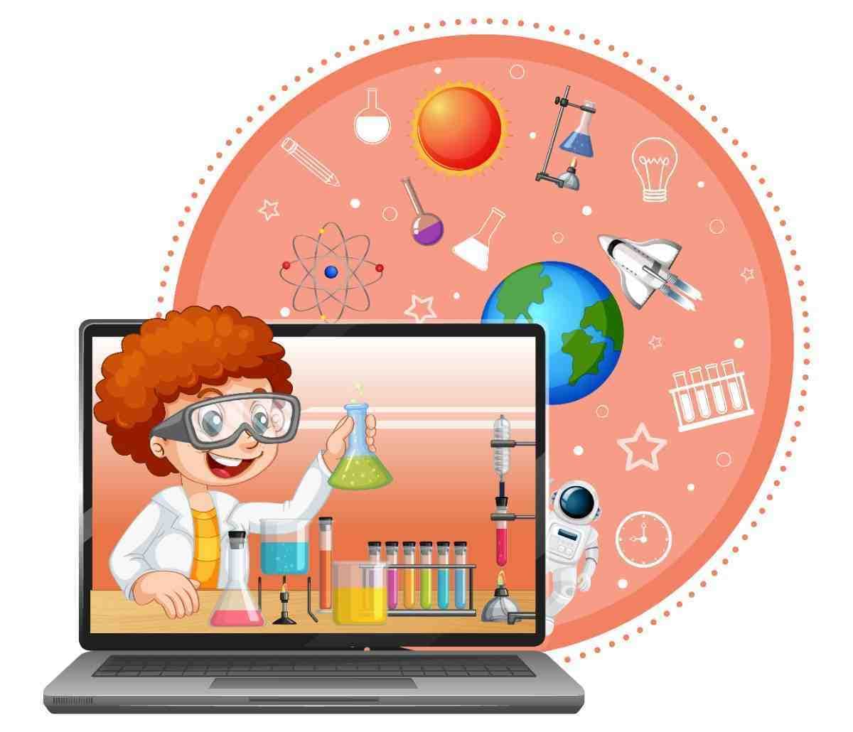 Online science tutor guiding a student